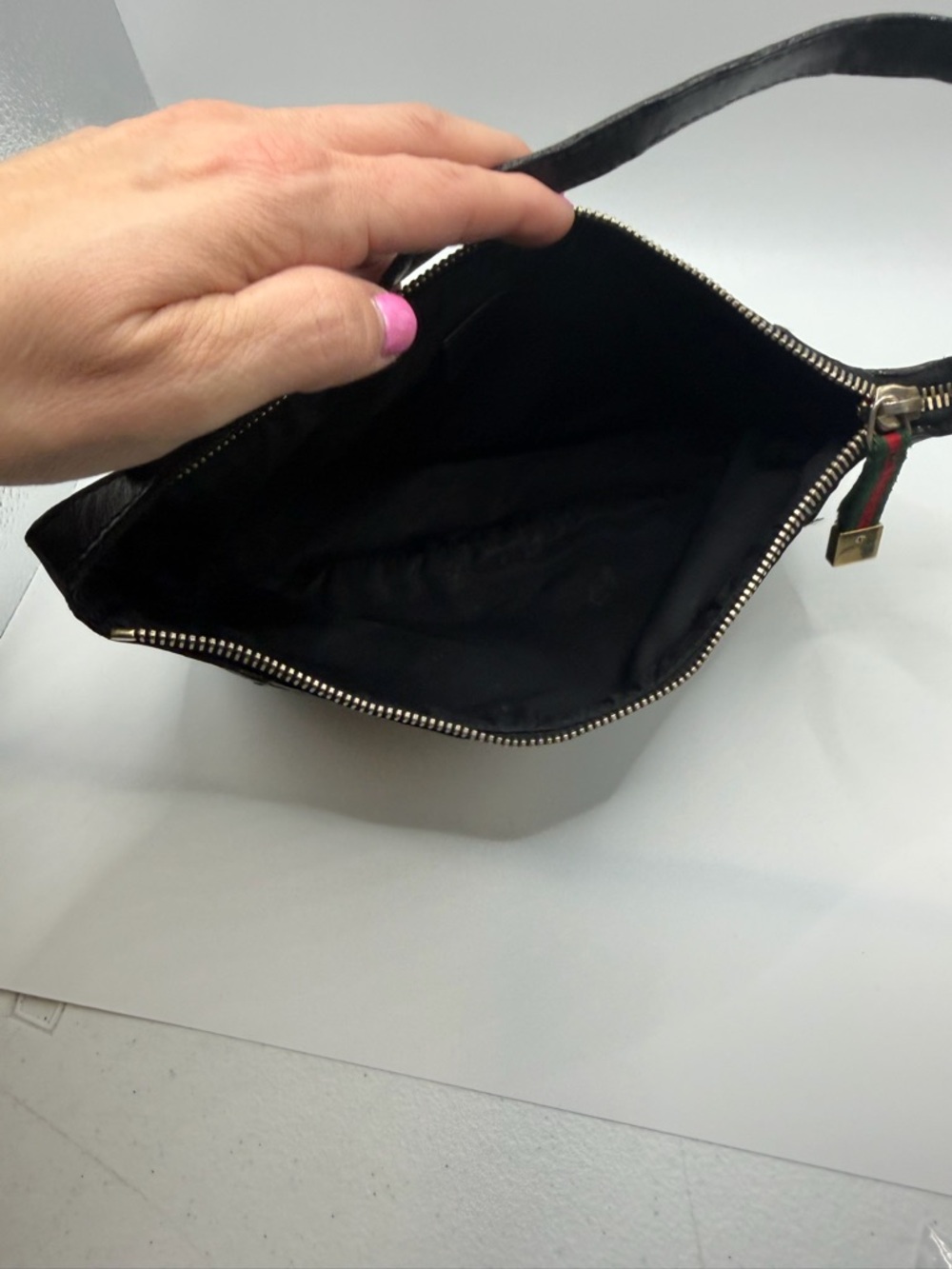 Gucci Black Monogram Crescent Shoulder Bag with Gold Hardware Pochette - Picture 3 of 11